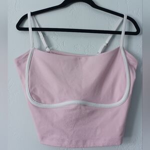 Gilly Hicks Curvy Pink Sports Bra/Cami with White Trim
